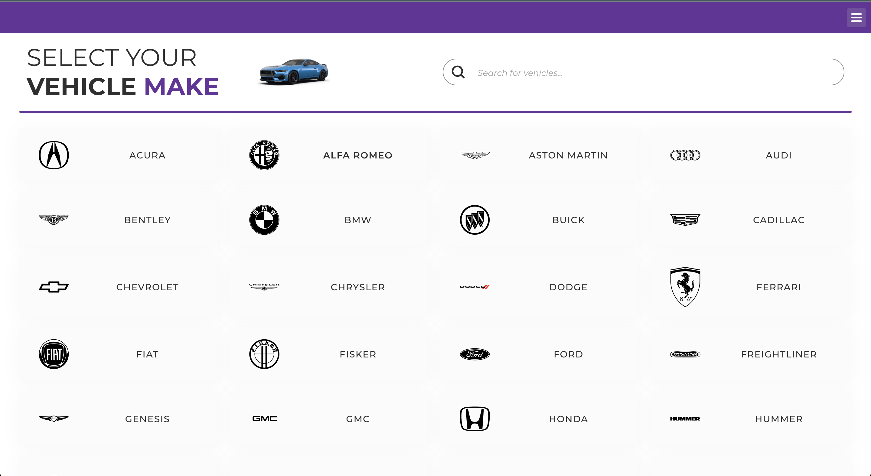 Vehicle lookup widget
